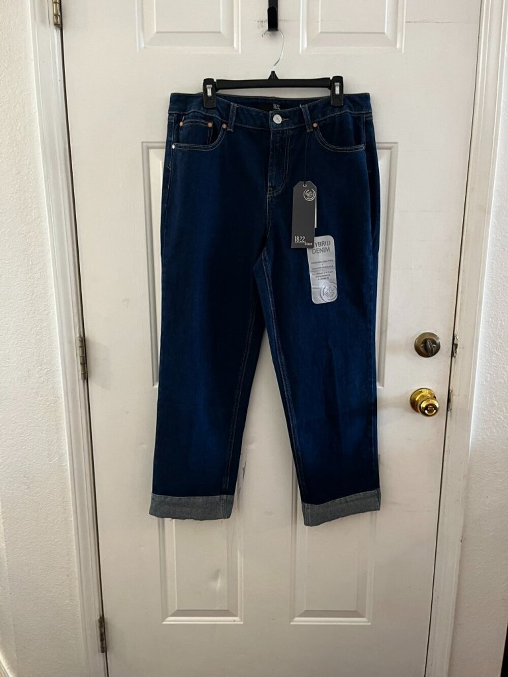 1822 Demin Woman Blue Hyprid Super High-Rise Ankle Straight Stretch Jeans Sz 14